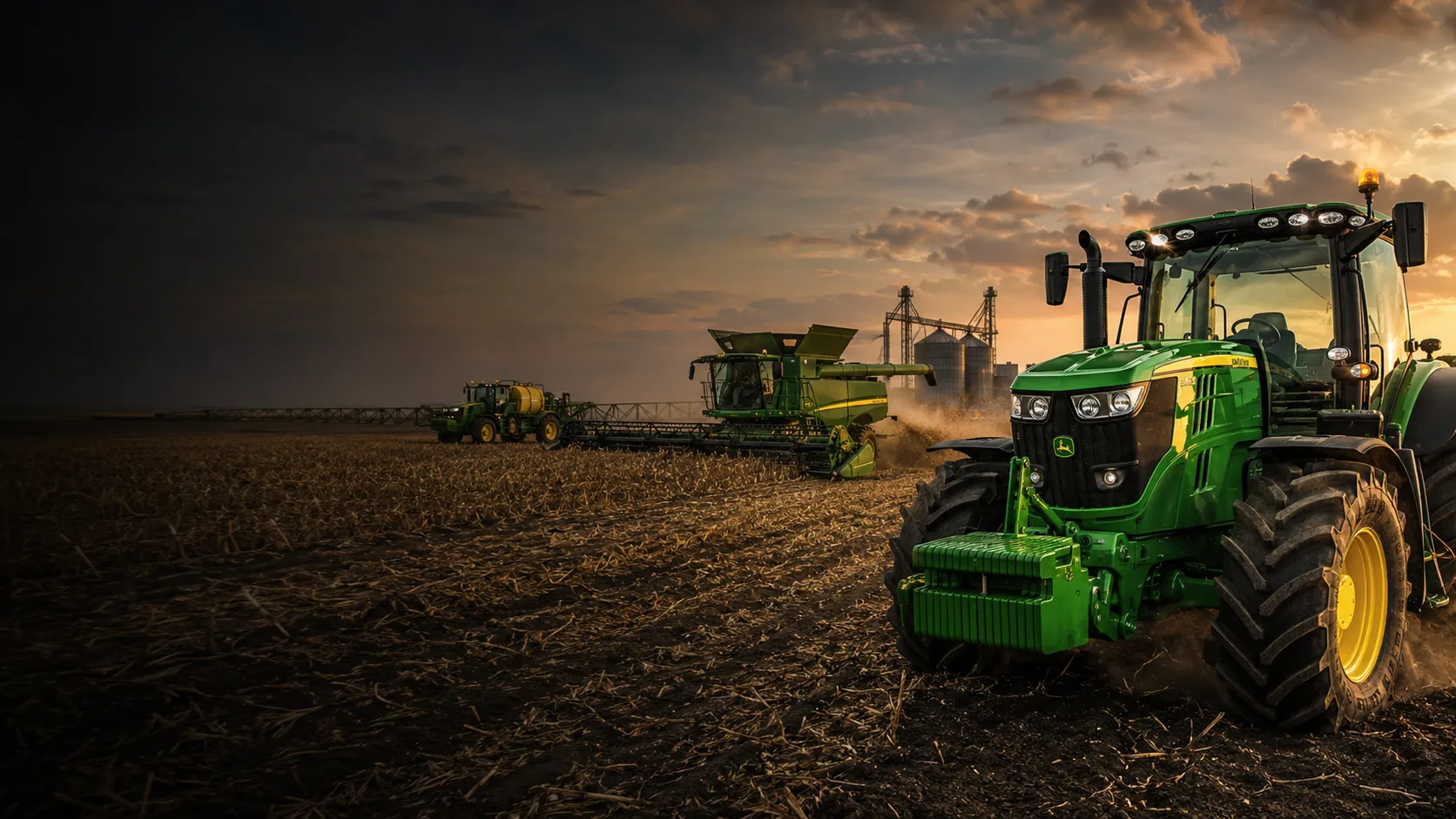 Maquinaria agrícola trabajando en el campo